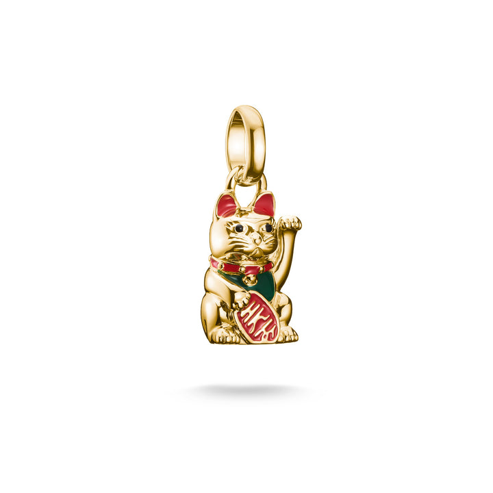 Thomas Sabo Pendentif Charm chat porte-bonheur multicolore Connect plaqué or - CC1260-427-7