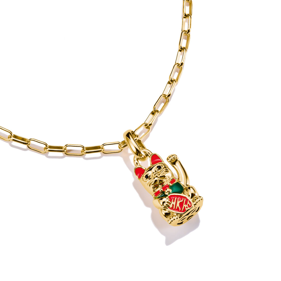 Thomas Sabo Charm-Anhänger Winkekatze bunt Connect vergoldet - CC1260-427-7