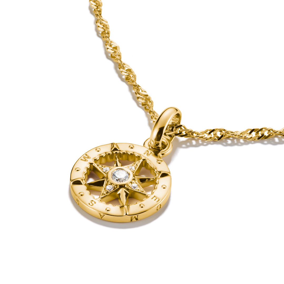 Thomas Sabo Charm-Anhänger Kompass mit Steinen Connect vergoldet - CC1261-414-14