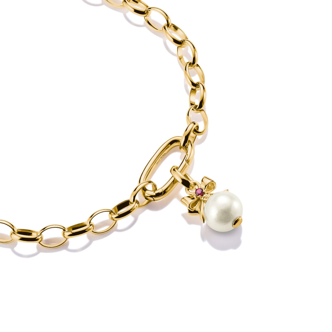 Thomas Sabo Charm-Anhänger Perle mit Schleife Connect 18 Vergoldung - CC1323-430-14
