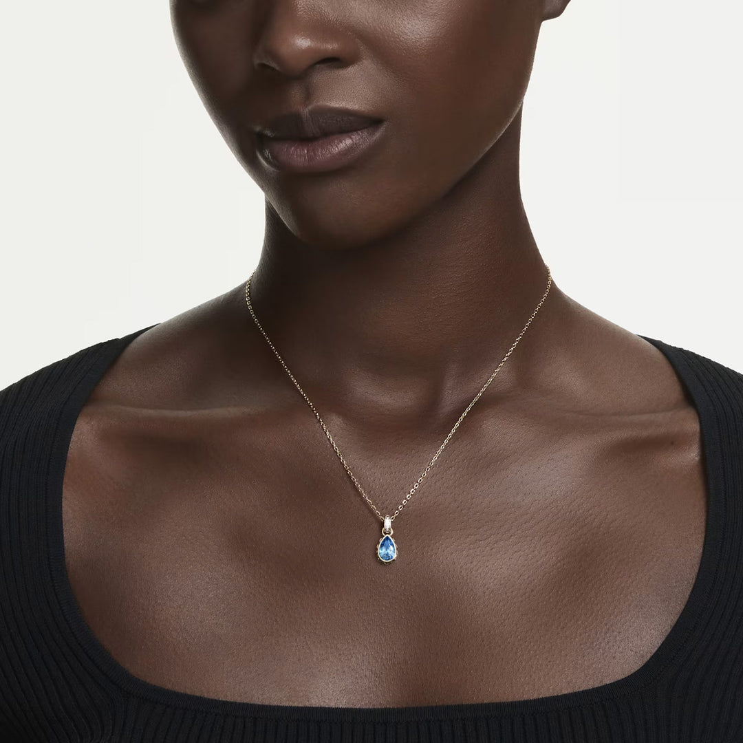 Swarovski Chroma Halskette Tropfenschliff Blau 18K goldbeschichtet - 5757786
