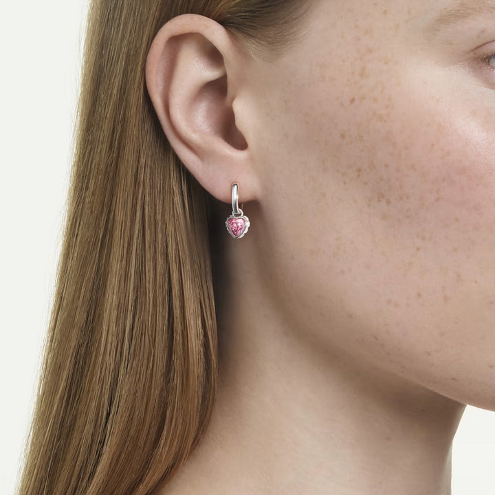 Swarovski Chroma Drop Ohrhänger Herz Rosa Rhodiniert - 5757814