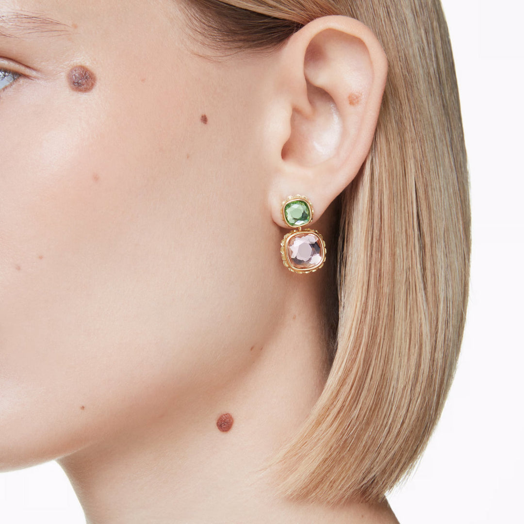 Swarovski Chroma Drop Ohrhänger Kissenschliff Mehrfarbig Goldlegierungsschicht - 5692492