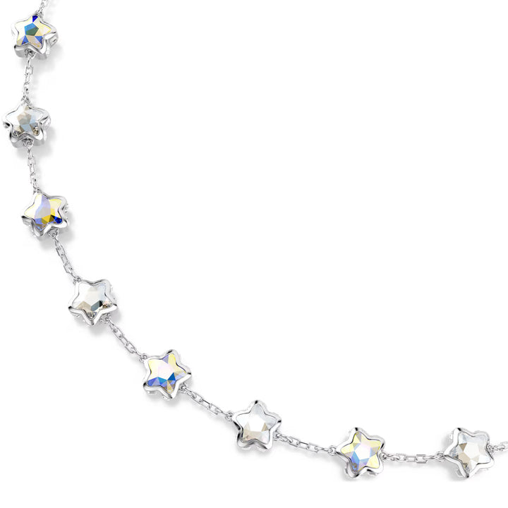 Swarovski Chroma Halskette Verschiedene Schliffe Stern Weiss Rhodiniert - 5754183