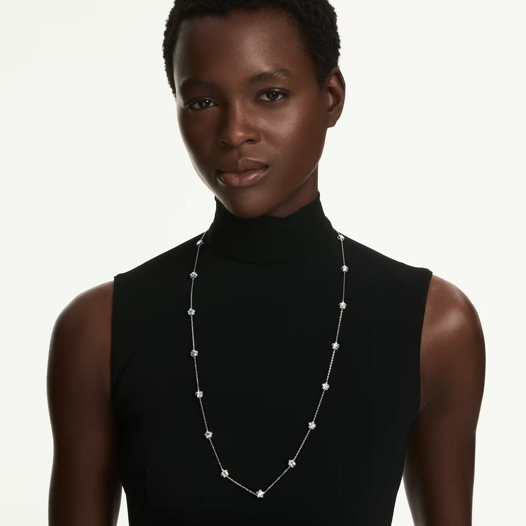 Swarovski Chroma lange Halskette Stern Weiss Rhodiniert - 5754181