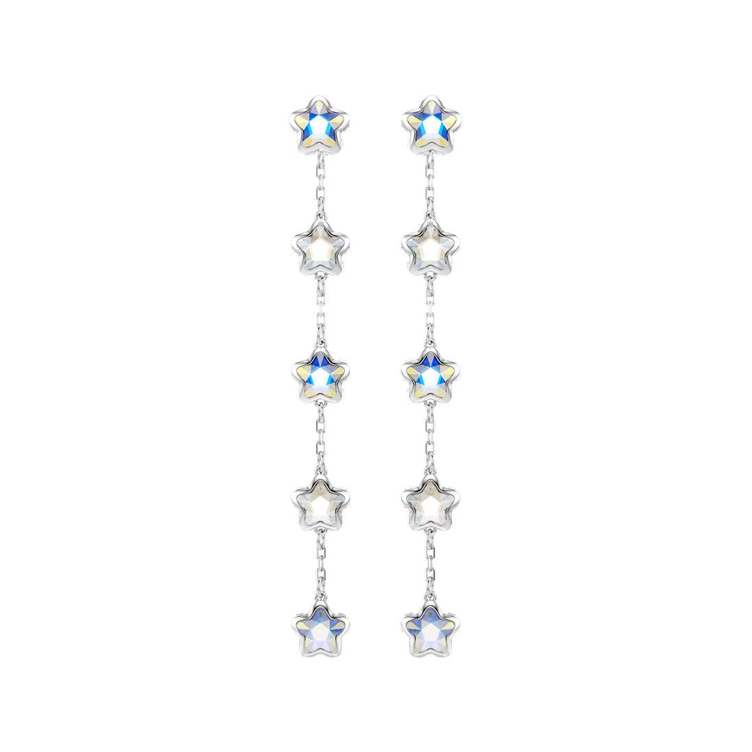 Swarovski Chroma Ohrringe Verschiedene Schliffe Stern Weiss Rhodiniert - 5754184