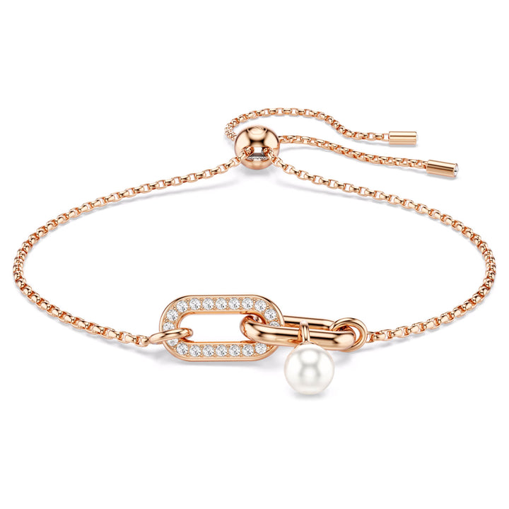 Swarovski Constella Bracelet Crystal pearl Round cut White Rose gold-tone plated - 5728588