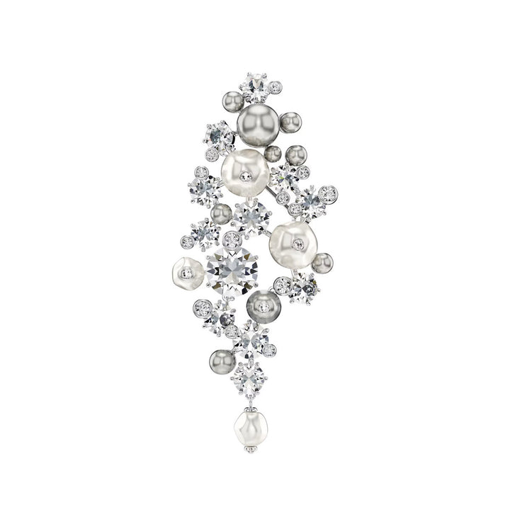 Swarovski Spilla Constella Crystal Pearl Taglio Round Bianca Placcato rodio - 5722516