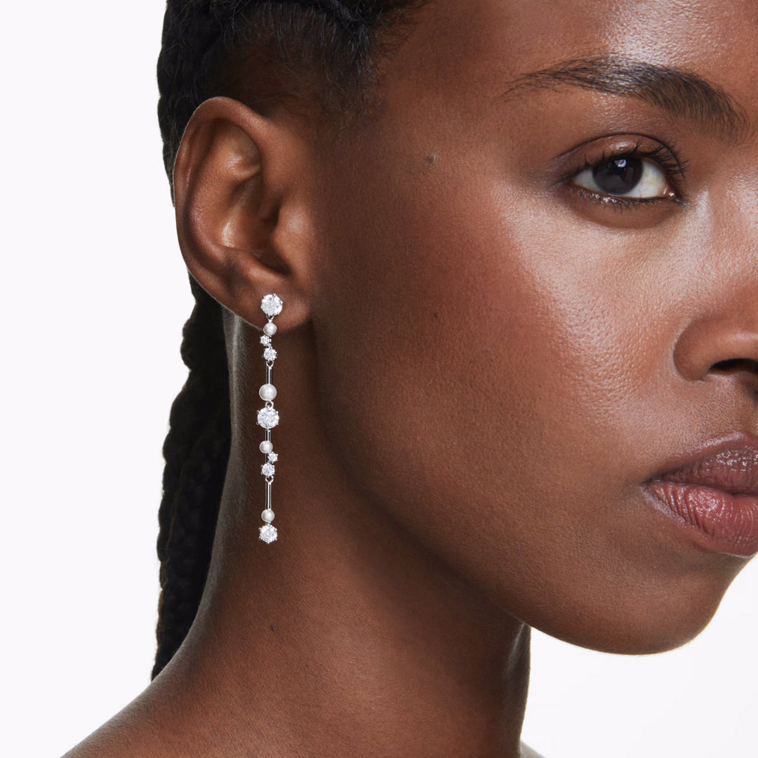 Swarovski Constella Drop Ohrhänger Kristallperle Rundschliffe Weiss Rhodiniert - 5705614