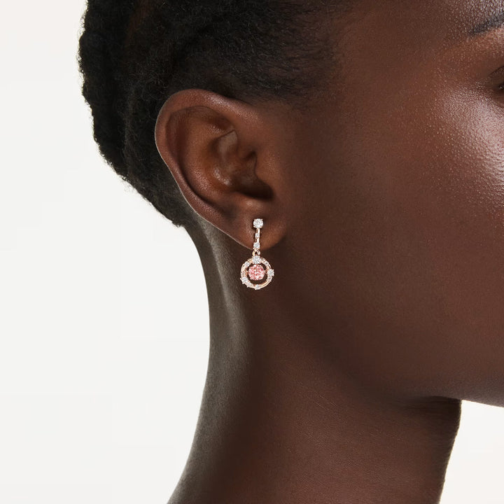Swarovski Constella Drop Ohrhänger Rundschliff Dancing Stone Rosa Roségold Legierungsschicht - 5744239