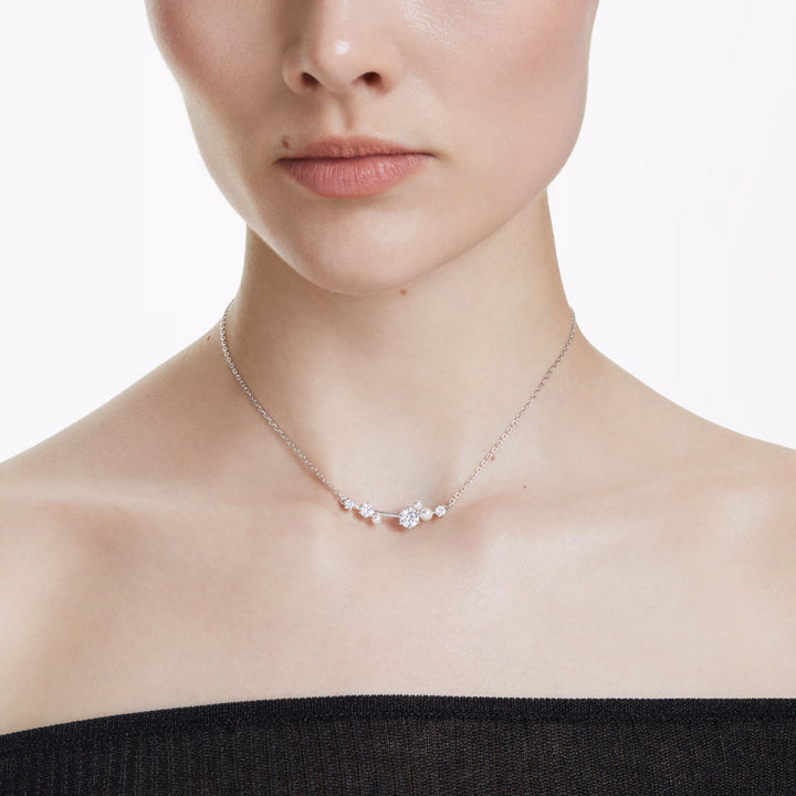 Swarovski Constella Halskette Kristallperle Rundschliffe Weiss Rhodiniert - 5705626
