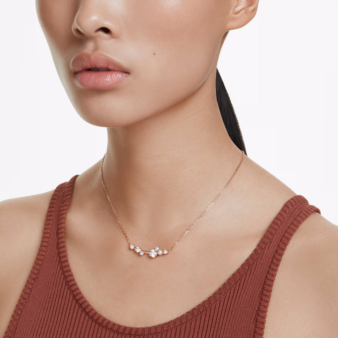 Swarovski Constella Halskette Kristallperle Rundschliffe Weiss Roségold Legierungsschicht - 5729504