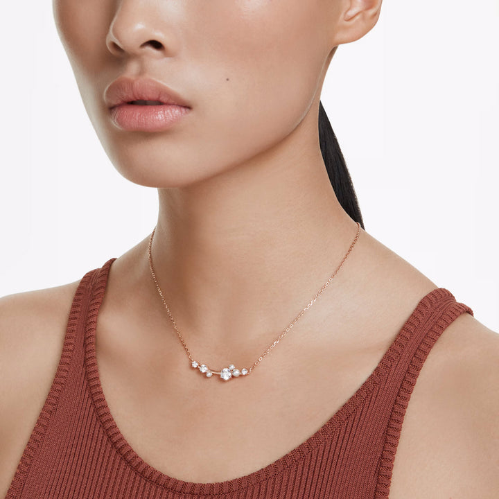 Swarovski Constella Halskette Kristallperle Rundschliffe Weiss Roségold Legierungsschicht - 5729504