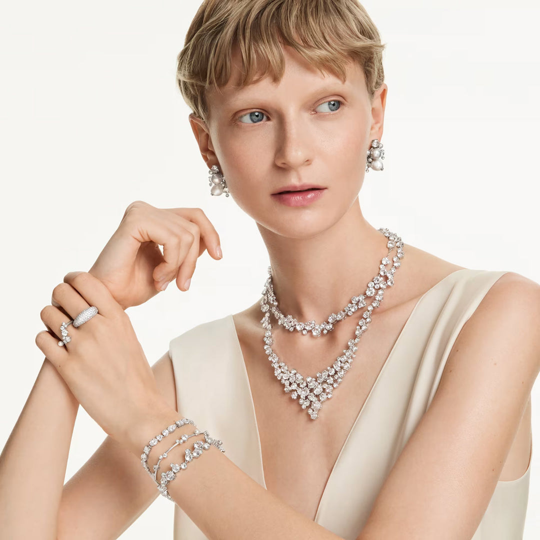 Swarovski Constella Halskette Verschiedene Schliffe Schliesse Weiss Rhodiniert - 5732249