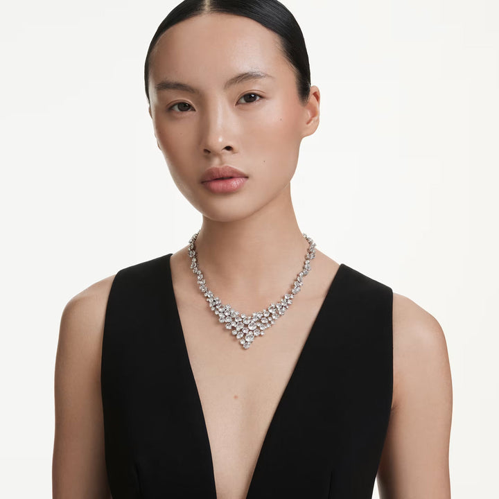 Swarovski Constella Halskette Verschiedene Schliffe Schliesse Weiss Rhodiniert - 5732249