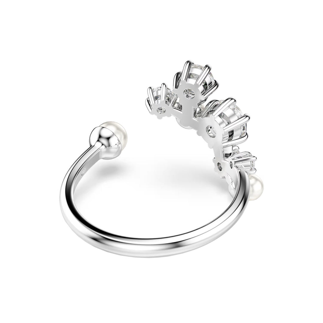 Swarovski Constella Offener Ring Kristallperle Rundschliffe Weiss Rhodiniert