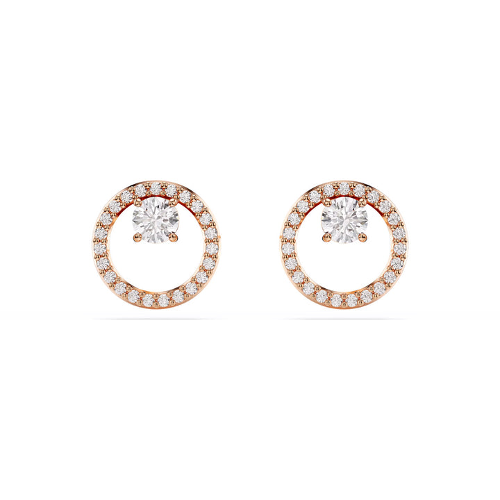 Swarovski Constella Stud Earrings Round cut White Rose gold tone plated - 5692263