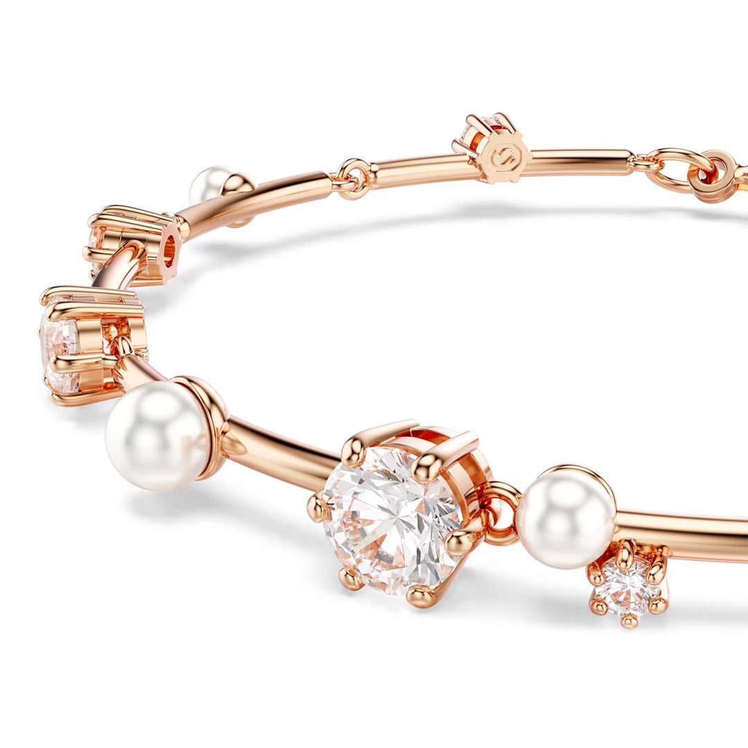 Swarovski Constella Tennis Armband Kristallperle Rundschliffe Weiss Roségold Legierungsschicht - 5729505