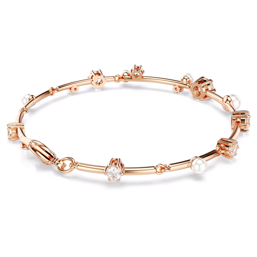 Swarovski Constella Tennis Armband Kristallperle Rundschliffe Weiss Roségold Legierungsschicht - 5729505