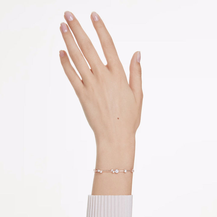 Swarovski Constella Tennis Armband Kristallperle Rundschliffe Weiss Roségold Legierungsschicht - 5729505