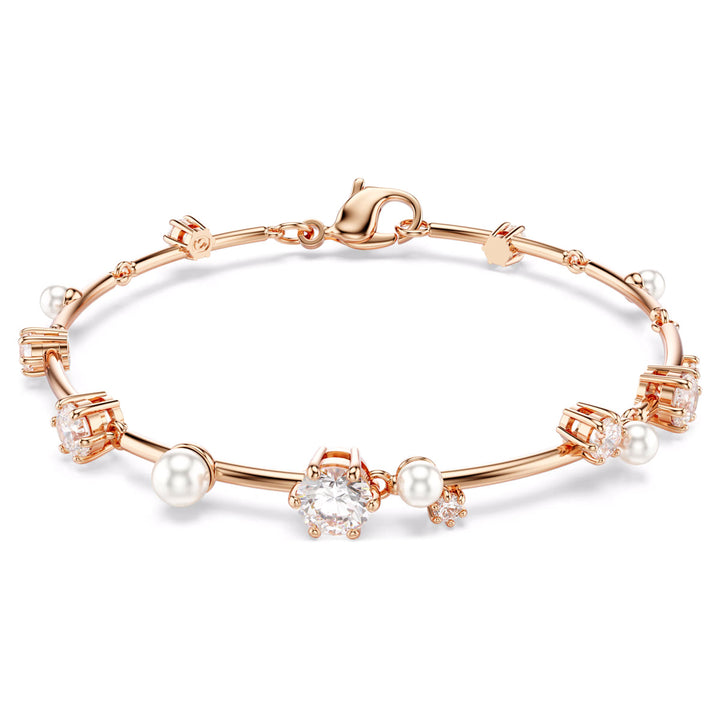 Swarovski Bracelet Tennis Constella Crystal Pearl Tailles rondes Blanc Placage de ton or rosé - 5729505