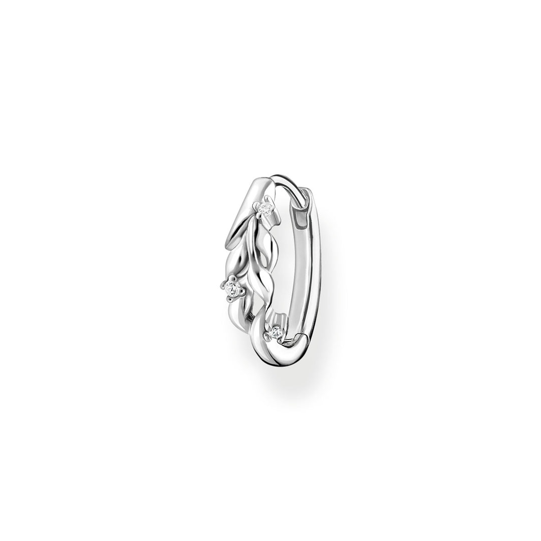 Thomas Sabo Einzel Creole Blätter mit Weissen Steinen Silber - CR681-051-14