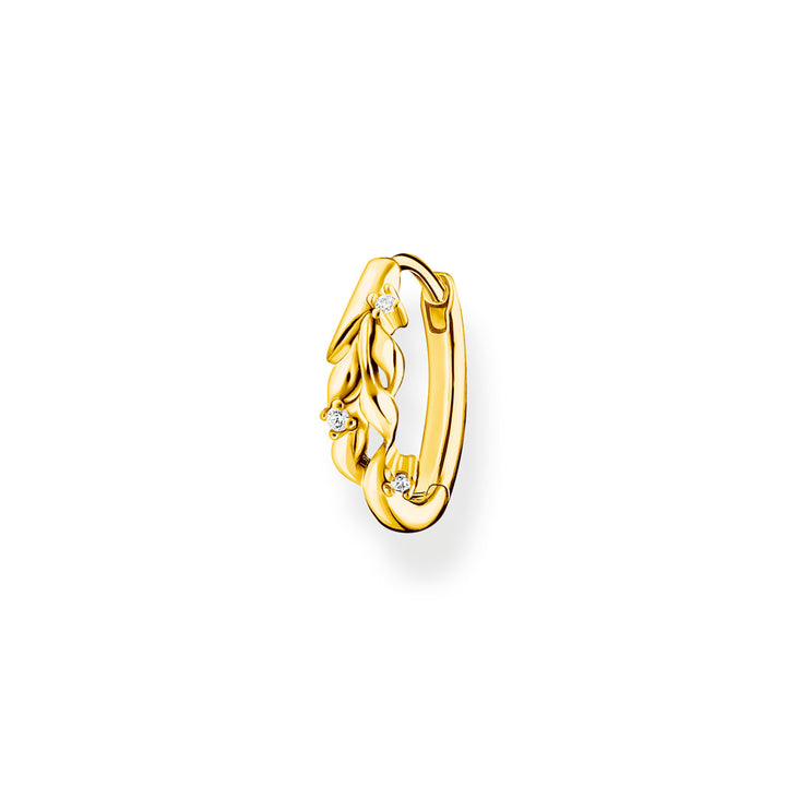 Thomas Sabo Einzel Creole Blätter mit Weissen Steinen Gold - CR681-414-14