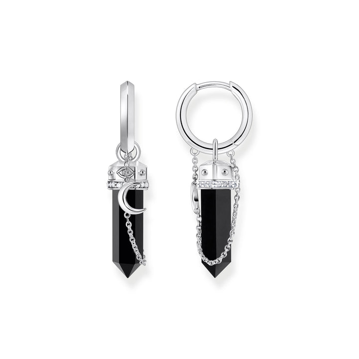 Thomas Sabo Creolen mit Onyx Anhänger und Kette Silber geschwärzt - CR722-641-11