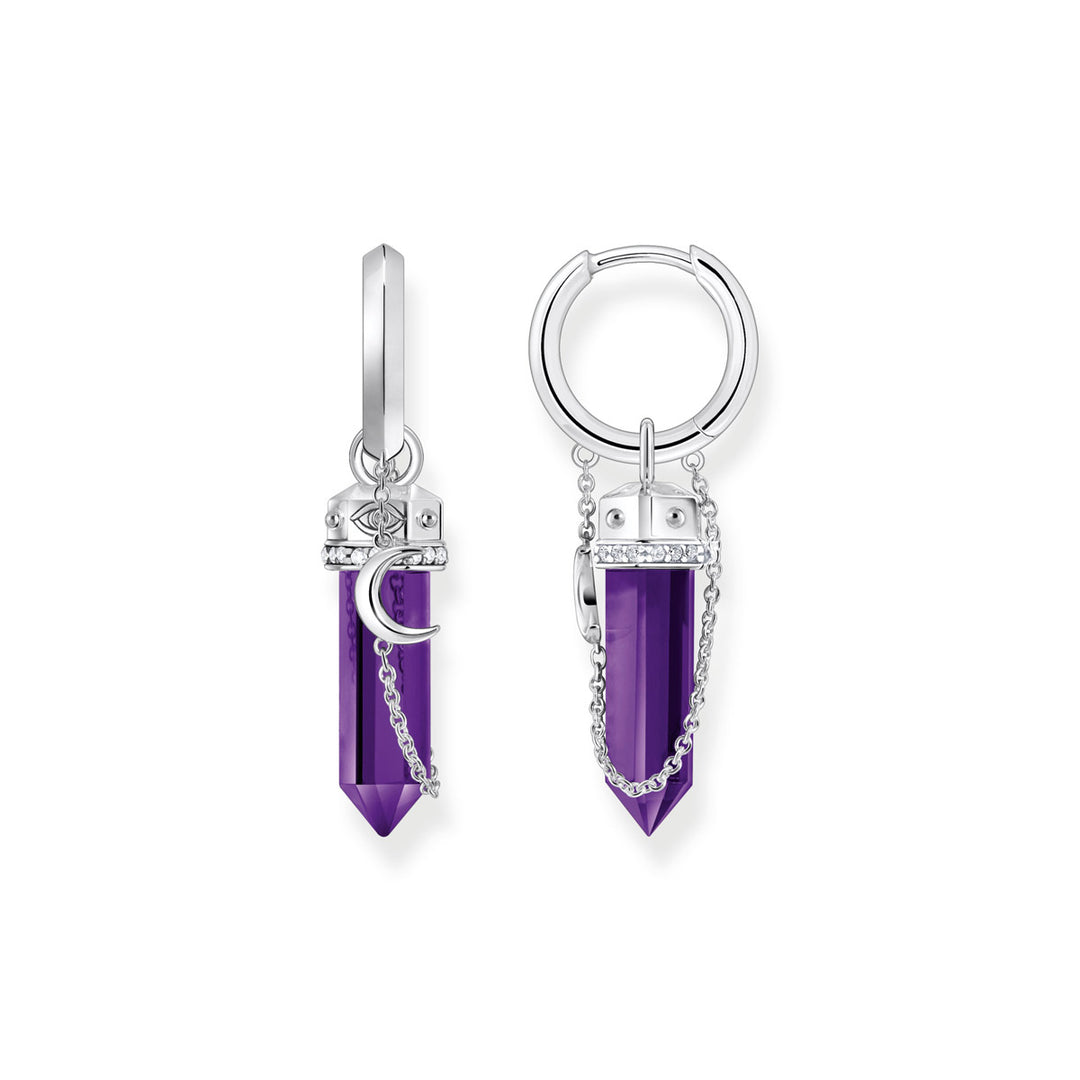 Thomas Sabo Creolen mit Anhänger mit imitiertem Amethyst Silber geschwärzt - CR722-643-13