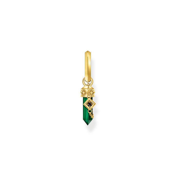 Thomas Sabo Single Creole Earring with Green Malachite Pendant, Gold Plated - CR724-414-6