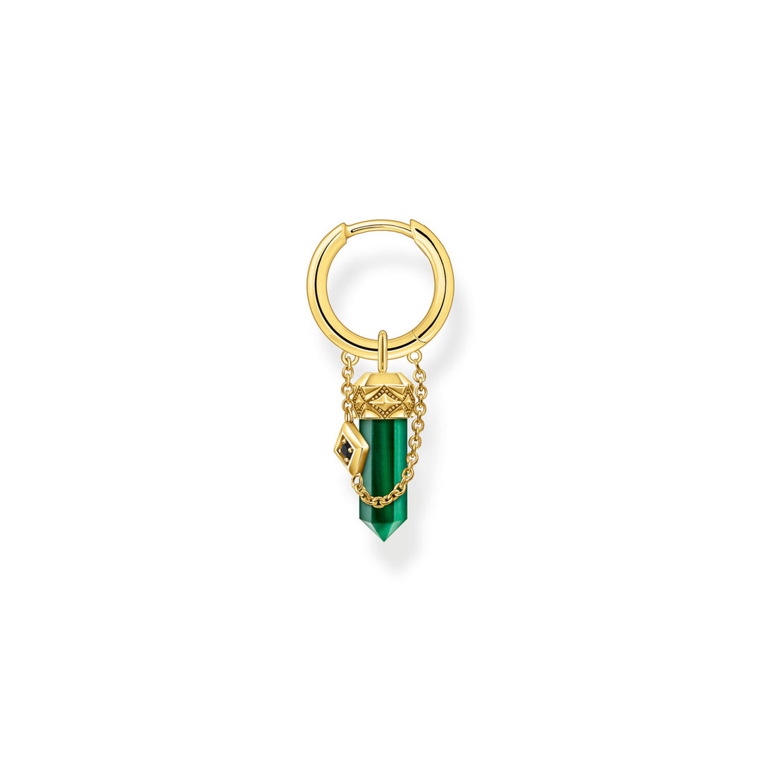 Thomas Sabo Einzel Creole mit grünem Malachit-Anhänger vergoldet - CR724-414-6
