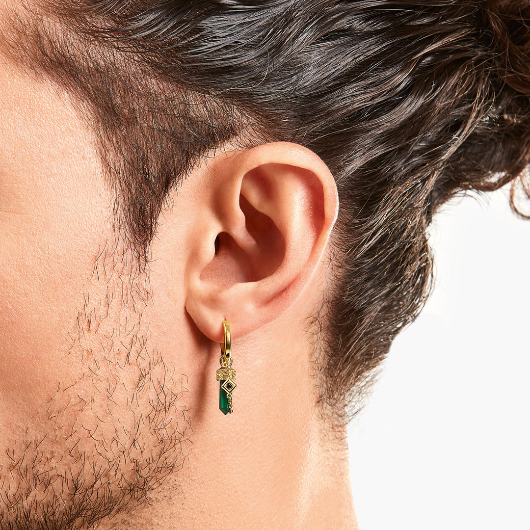 Thomas Sabo Einzel Creole mit grünem Malachit-Anhänger vergoldet - CR724-414-6