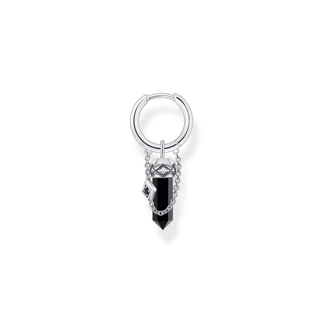 Thomas Sabo Einzel Creole mit Onyx-Anhänger und Kette Silber geschwärzt - CR724-641-11