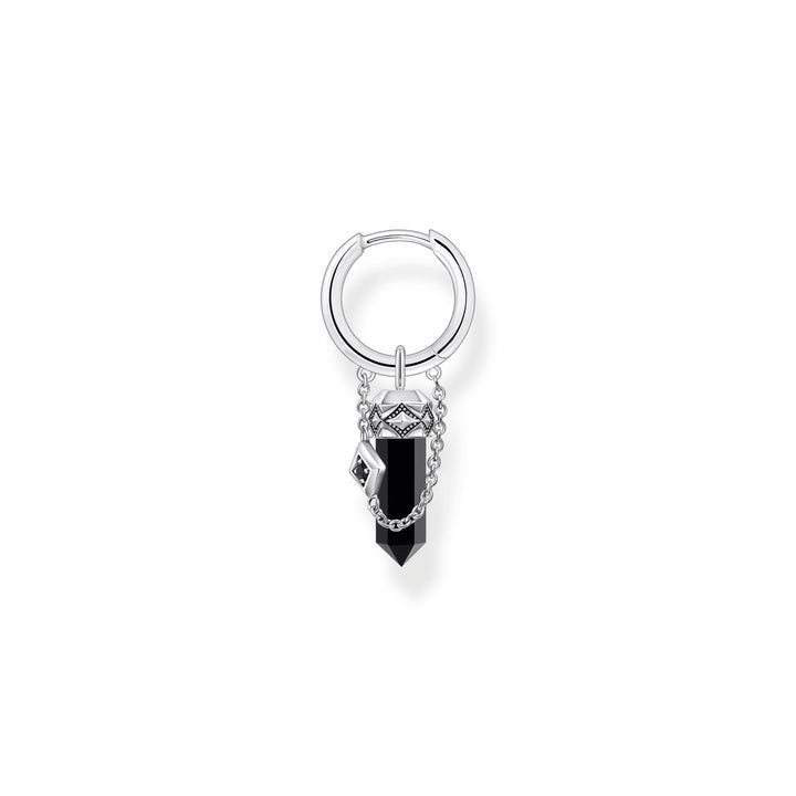 Thomas Sabo Einzel Creole mit Onyx-Anhänger und Kette Silber geschwärzt - CR724-641-11