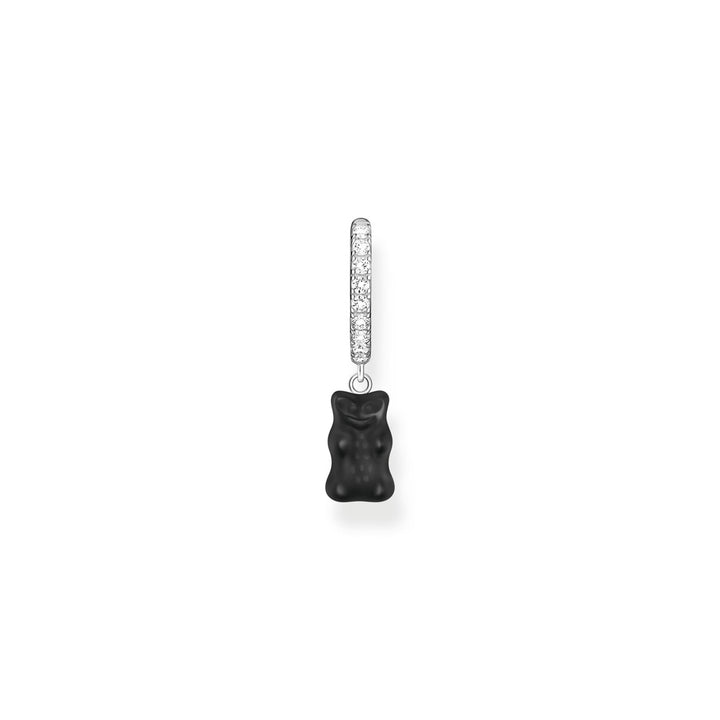 Thomas Sabo Einzel Creole mit schwarzem Goldbären-Anhänger Silber - CR726-052-11