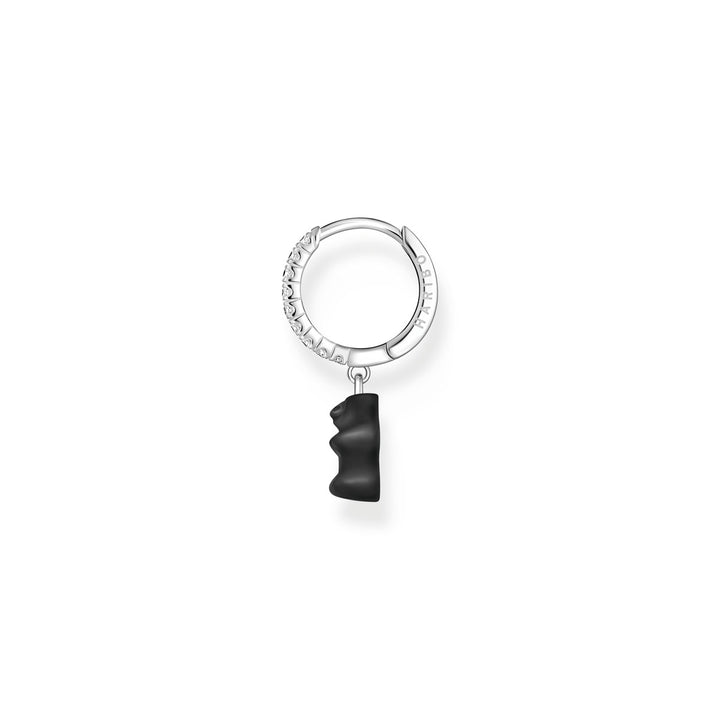 Thomas Sabo Einzel Creole mit schwarzem Goldbären-Anhänger Silber - CR726-052-11