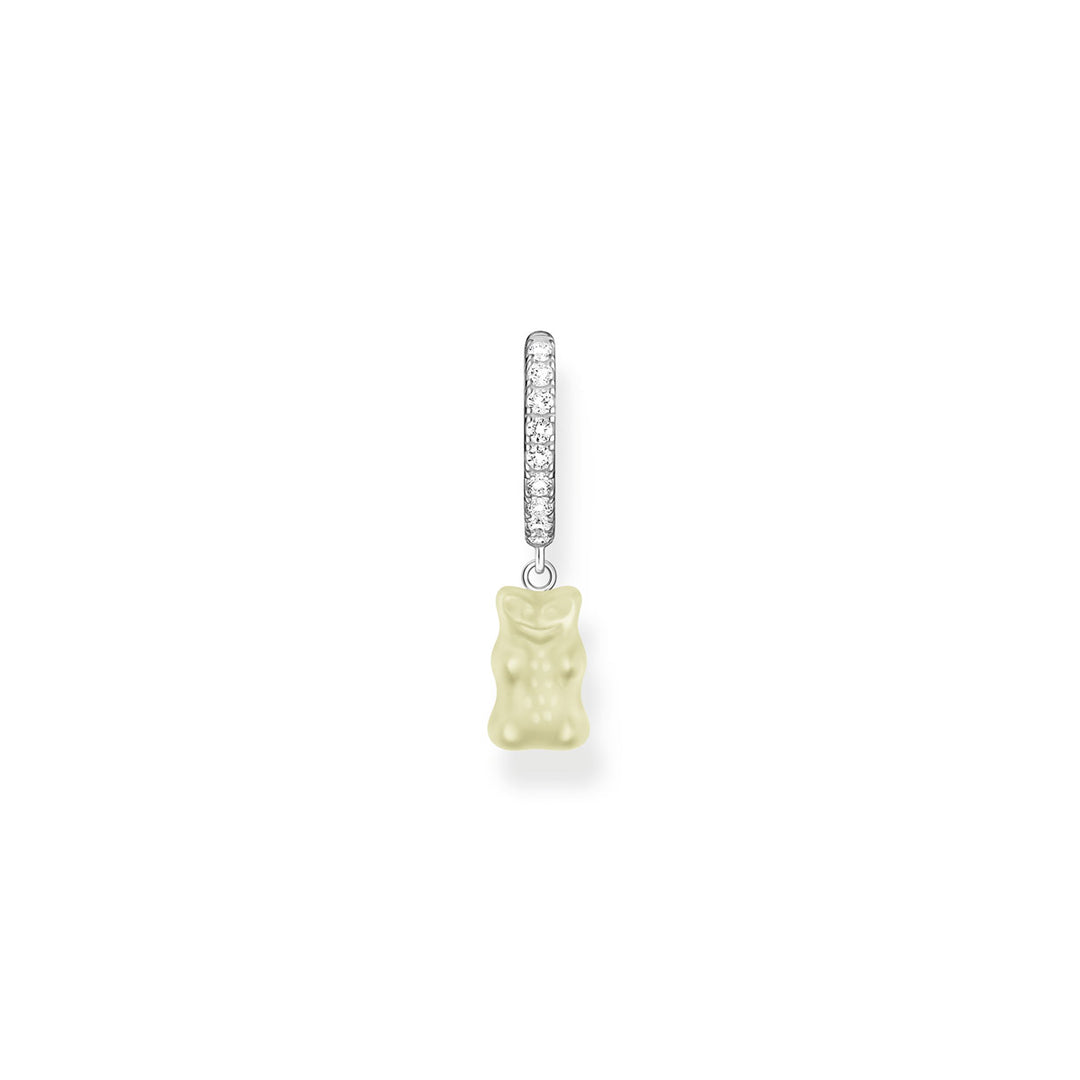 Thomas Sabo Einzel Creole mit weissem Goldbären-Anhänger und Steinen Silber - CR726-052-14