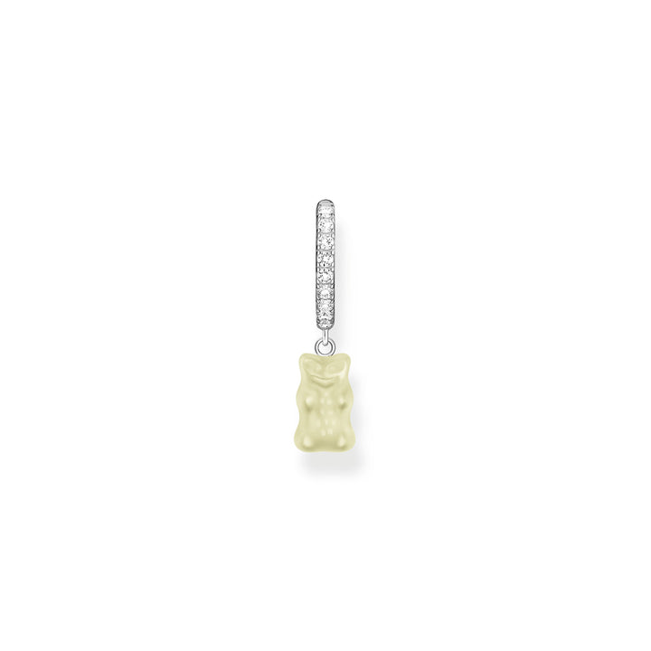 Thomas Sabo Einzel Creole mit weissem Goldbären-Anhänger und Steinen Silber - CR726-052-14