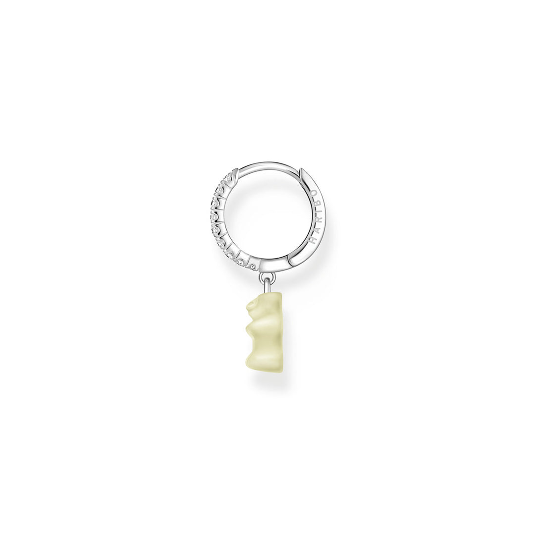 Thomas Sabo Einzel Creole mit weissem Goldbären-Anhänger und Steinen Silber - CR726-052-14