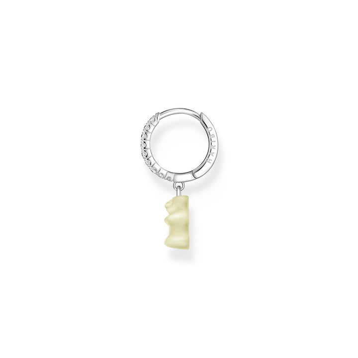 Thomas Sabo Einzel Creole mit weissem Goldbären-Anhänger und Steinen Silber - CR726-052-14