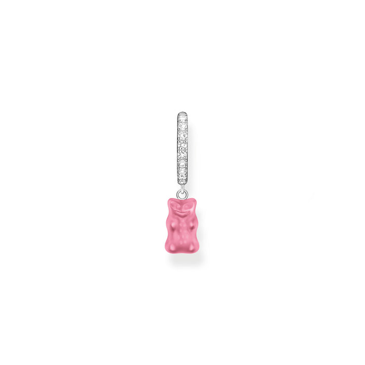 Thomas Sabo Einzel Creole mit pinkem Goldbären-Anhänger und Steinen Silber - CR726-052-9
