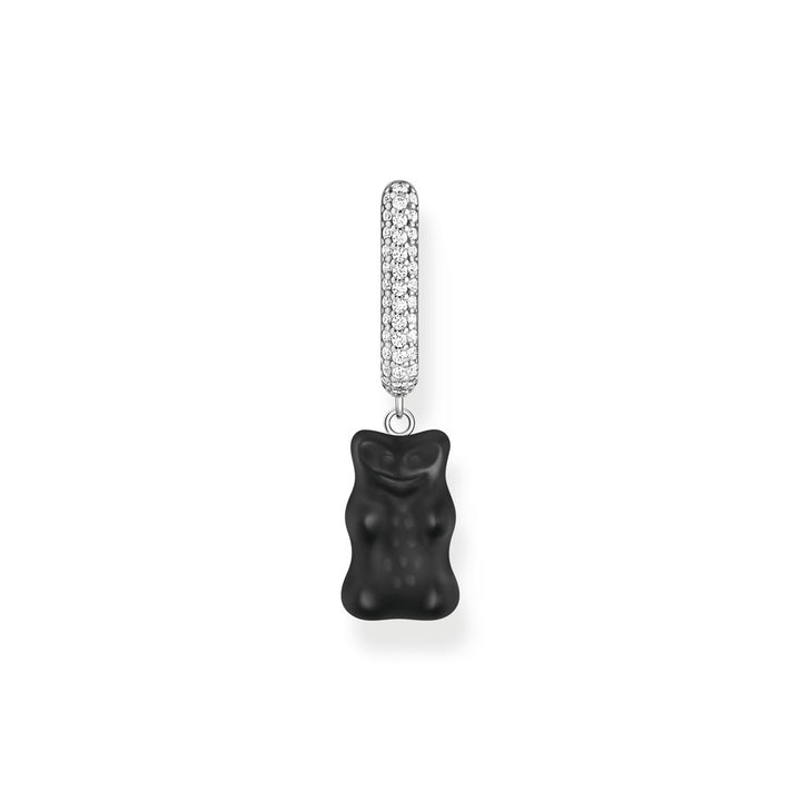 Thomas Sabo Einzel Creole mit schwarzem Goldbären-Anhänger in Midiversion und Steinen Silber - CR727-052-11