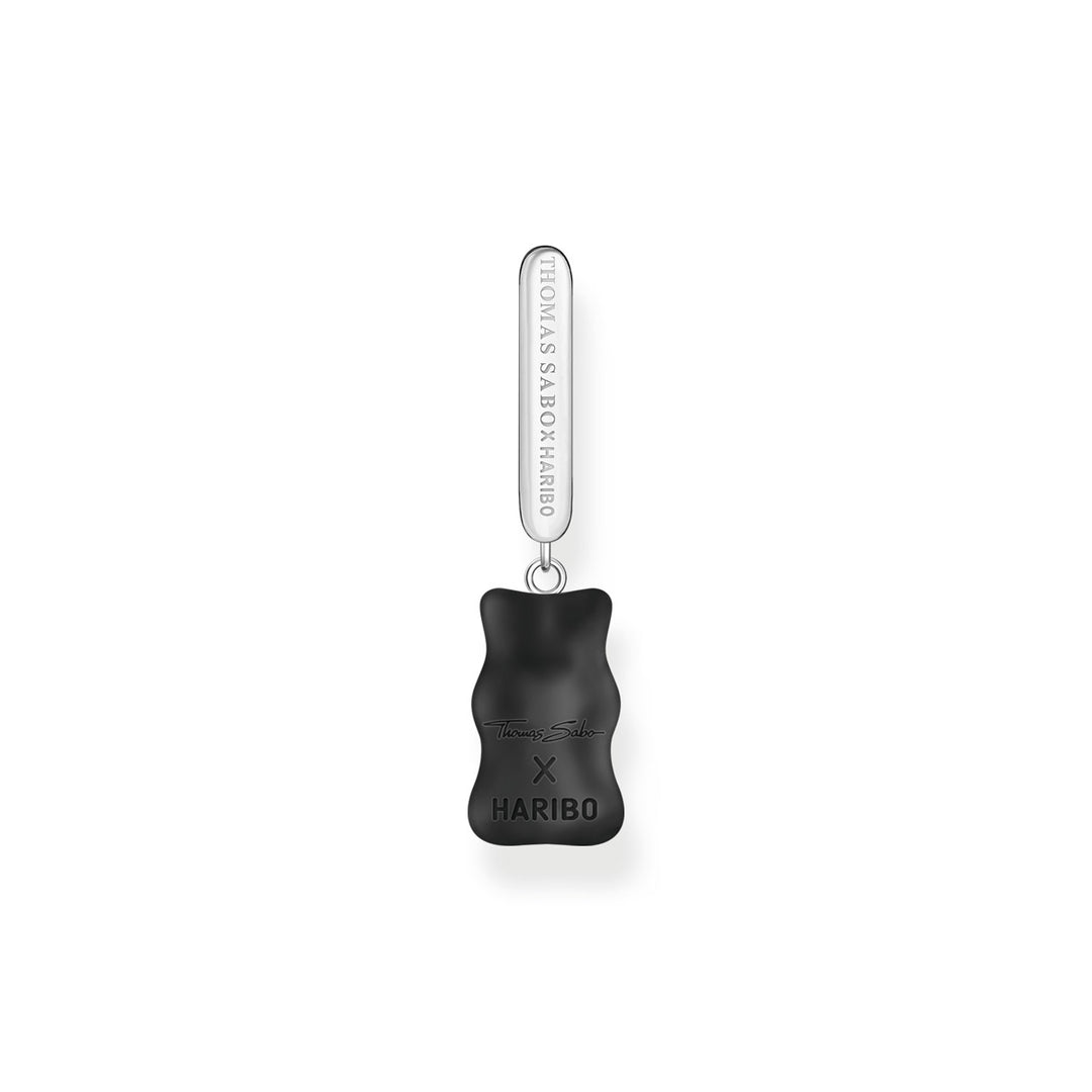 Thomas Sabo Einzel Creole mit schwarzem Goldbären-Anhänger in Midiversion und Steinen Silber - CR727-052-11