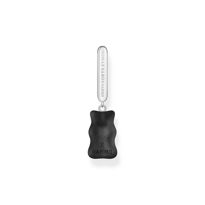 Thomas Sabo Einzel Creole mit schwarzem Goldbären-Anhänger in Midiversion und Steinen Silber - CR727-052-11