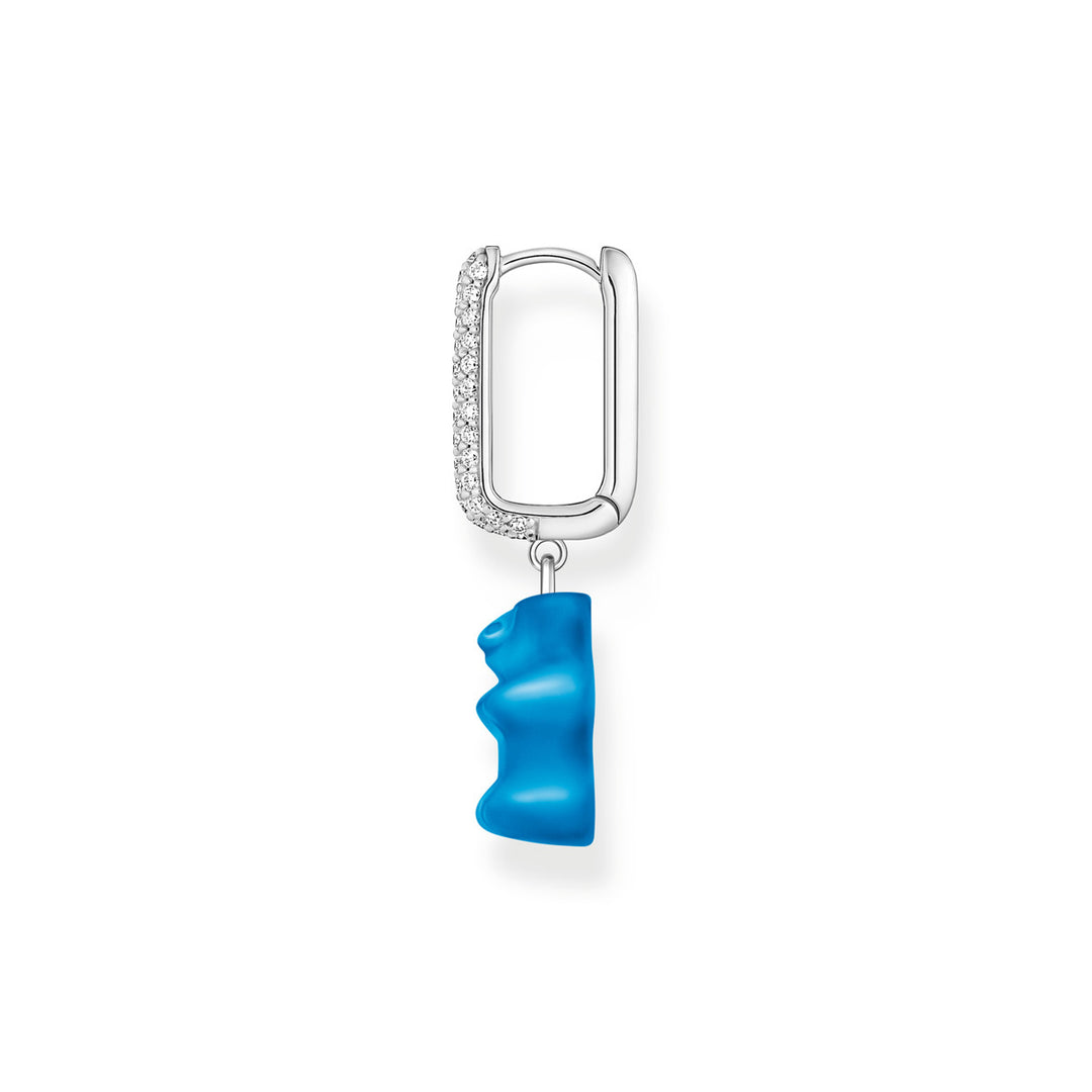 Thomas Sabo Einzel Creole mit blauem Goldbären-Anhänger in Midiversion und Steinen Silber - CR727-052-1