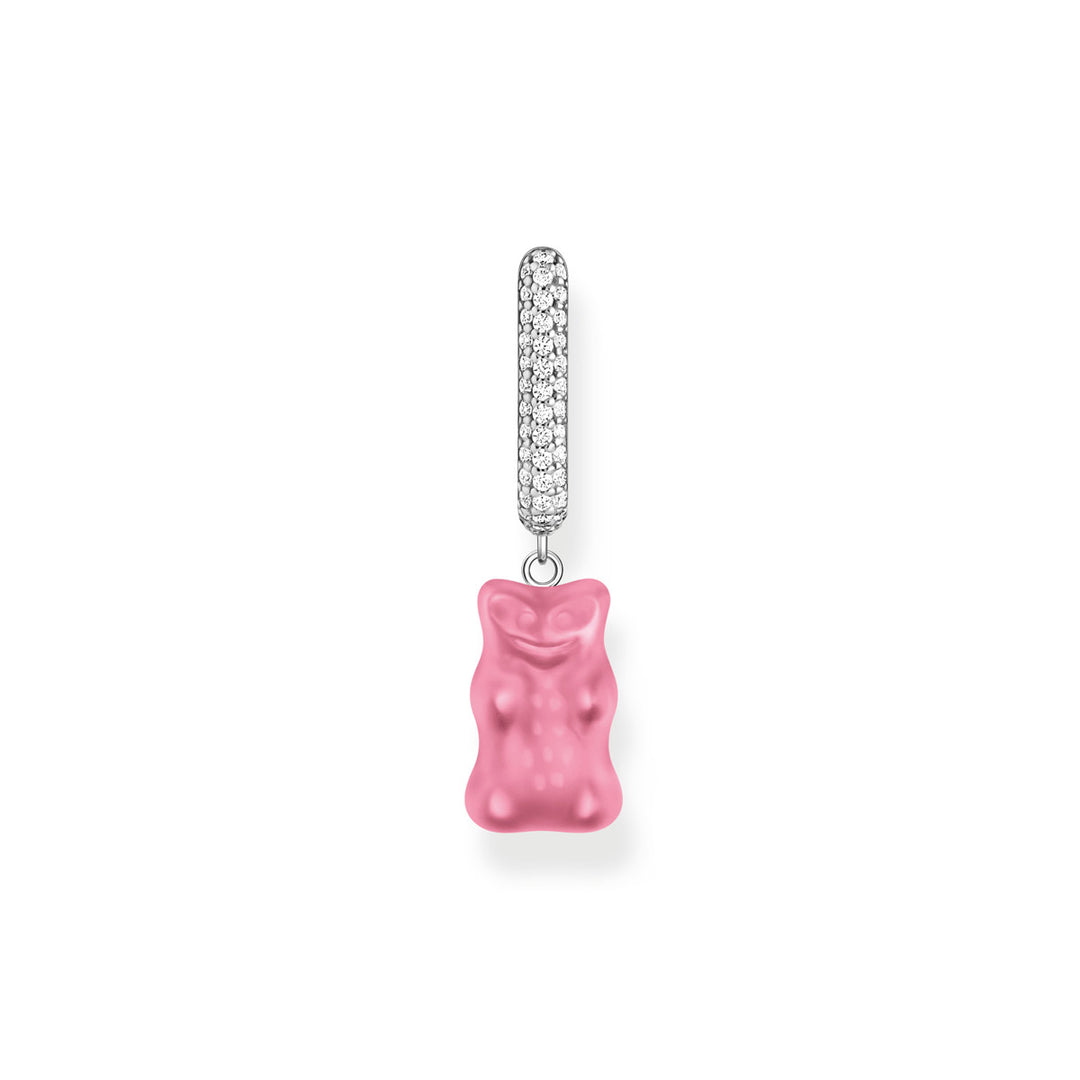Thomas Sabo Einzel Creole mit pinkem Goldbären-Anhänger in Midiversion und Steinen Silber - CR727-052-9
