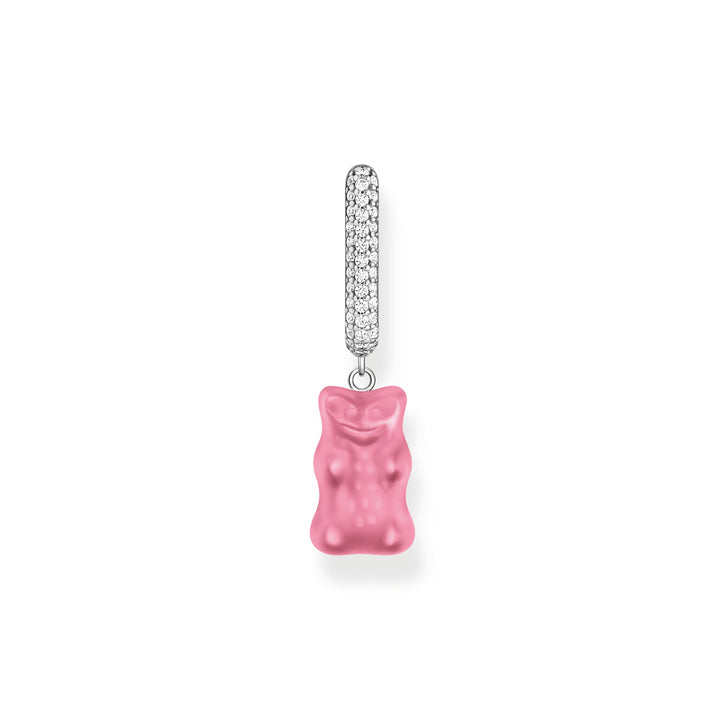 Thomas Sabo Einzel Creole mit pinkem Goldbären-Anhänger in Midiversion und Steinen Silber - CR727-052-9
