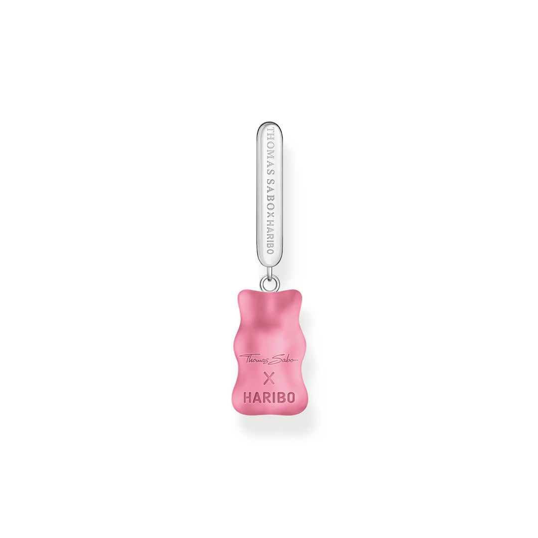 Thomas Sabo Einzel Creole mit pinkem Goldbären-Anhänger in Midiversion und Steinen Silber - CR727-052-9