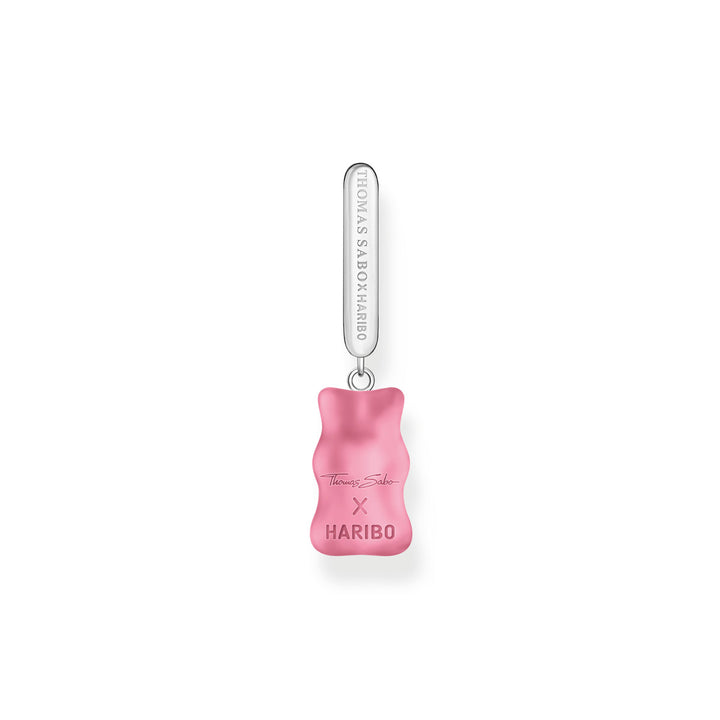 Thomas Sabo Einzel Creole mit pinkem Goldbären-Anhänger in Midiversion und Steinen Silber - CR727-052-9
