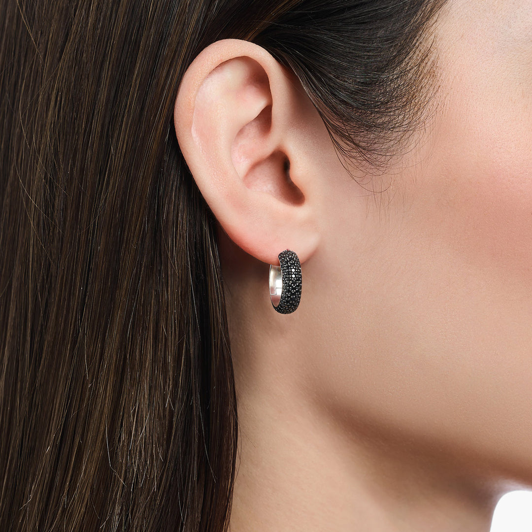 Thomas Sabo Creolen mit schwarzem Zirkonia-Pavé Silber geschwärzt - 